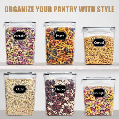 5.2L Flour Storage Containers - Set of 4, Black Food Storage Solutions